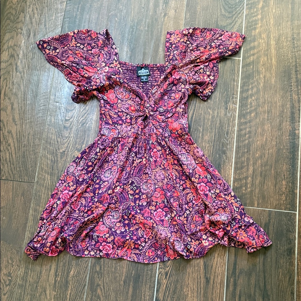 Angie Purple and Pink Floral Mini Dress